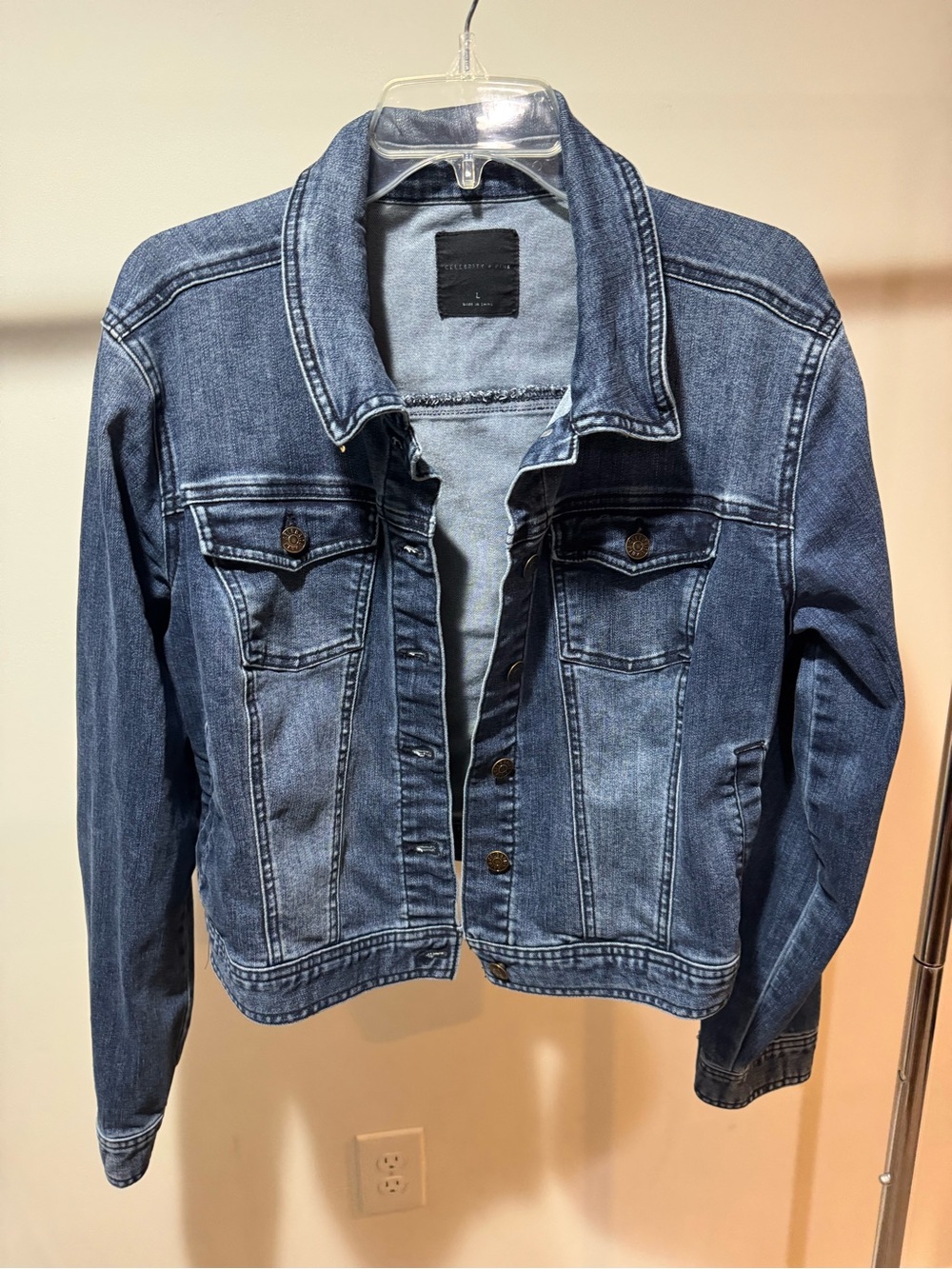 Celebrity Pink Blue Denim Jean Jacket